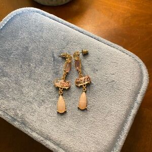 Elegant Gold and Pink Drop Earrings